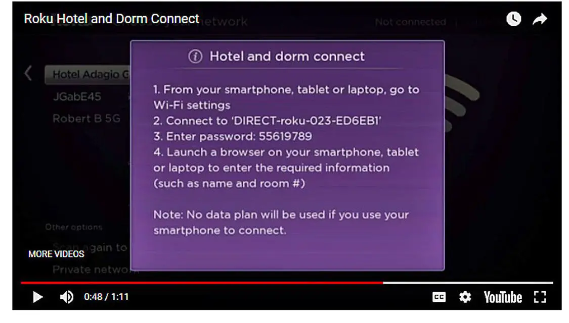 Roku Hotel en Dorm Connect Screen Prompt