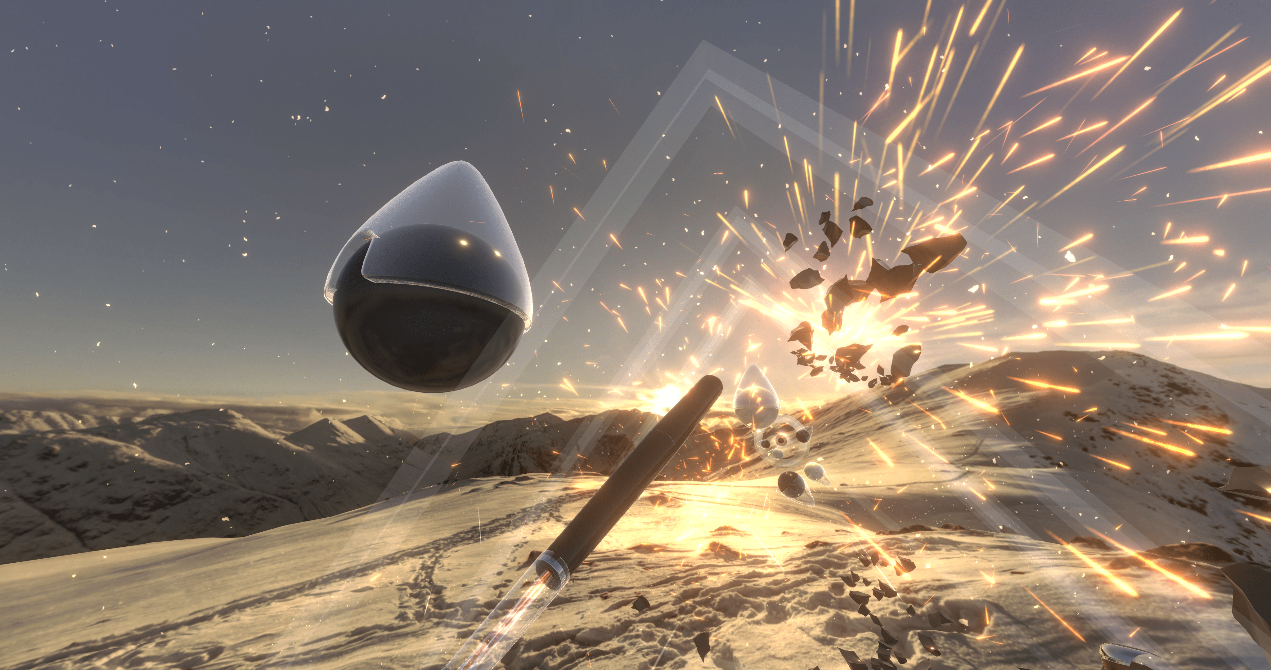 Trainingsballonnen breken met een zwarte vleermuis in de VR-fitness-app van Supernatural