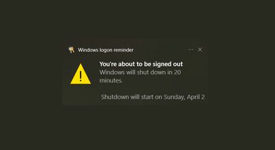 De waarschuwing voor het afsluiten van Windows.