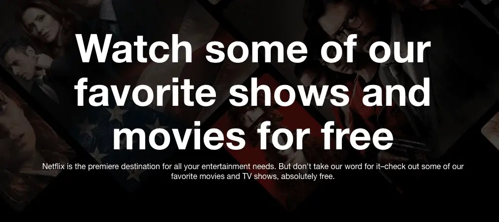 Netflix-promotekst bij het proberen van de optie Gratis kijken.