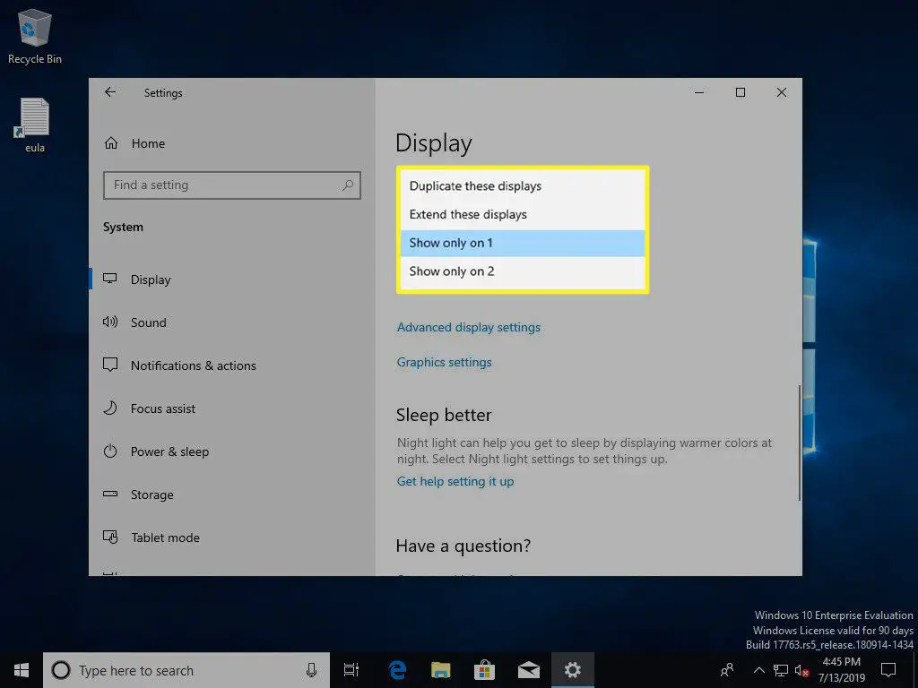 Opties voor meerdere schermen in Windows 10