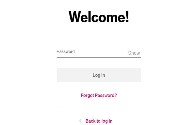 De T-Mobile wachtwoordpagina