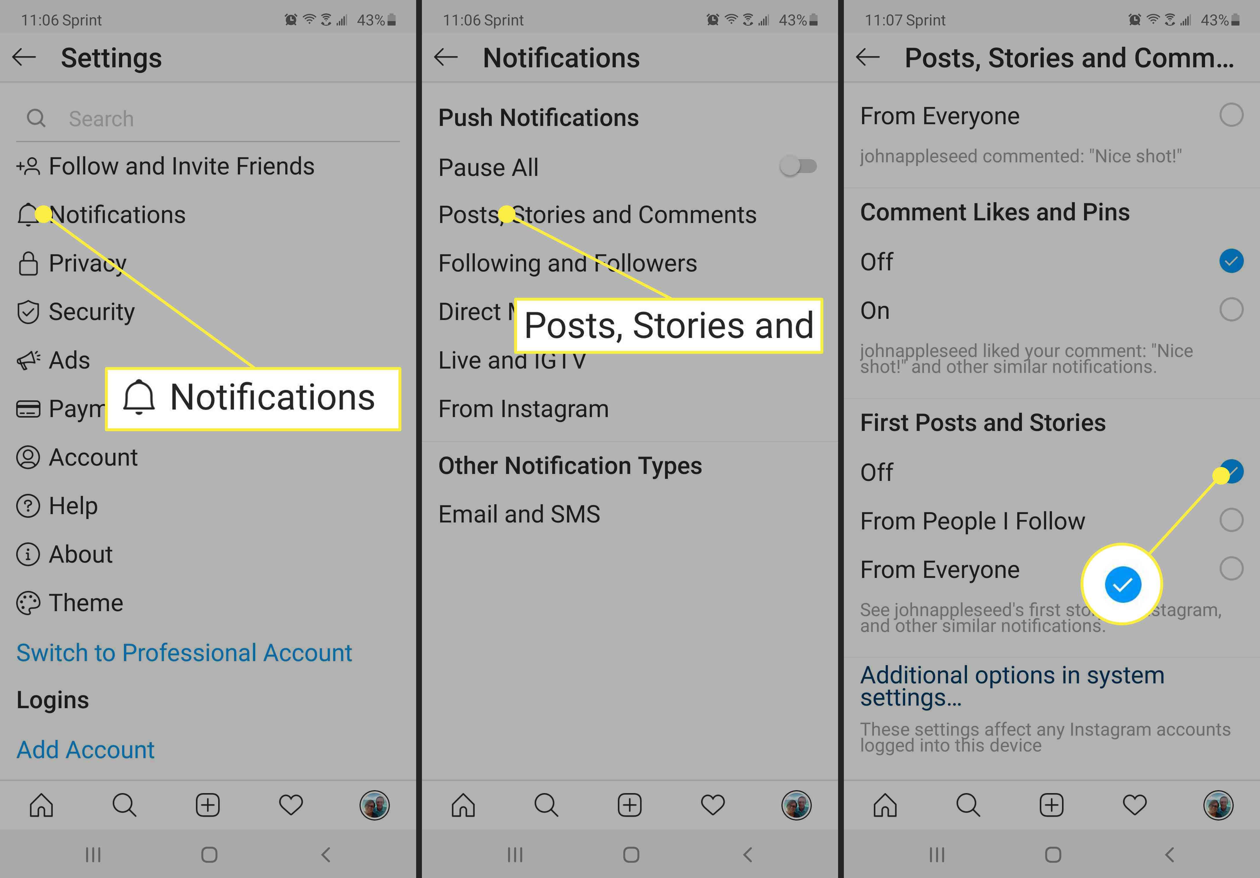 Hoe meldingen voor eerste berichten en verhalen op de Instagram-app uit te schakelen.