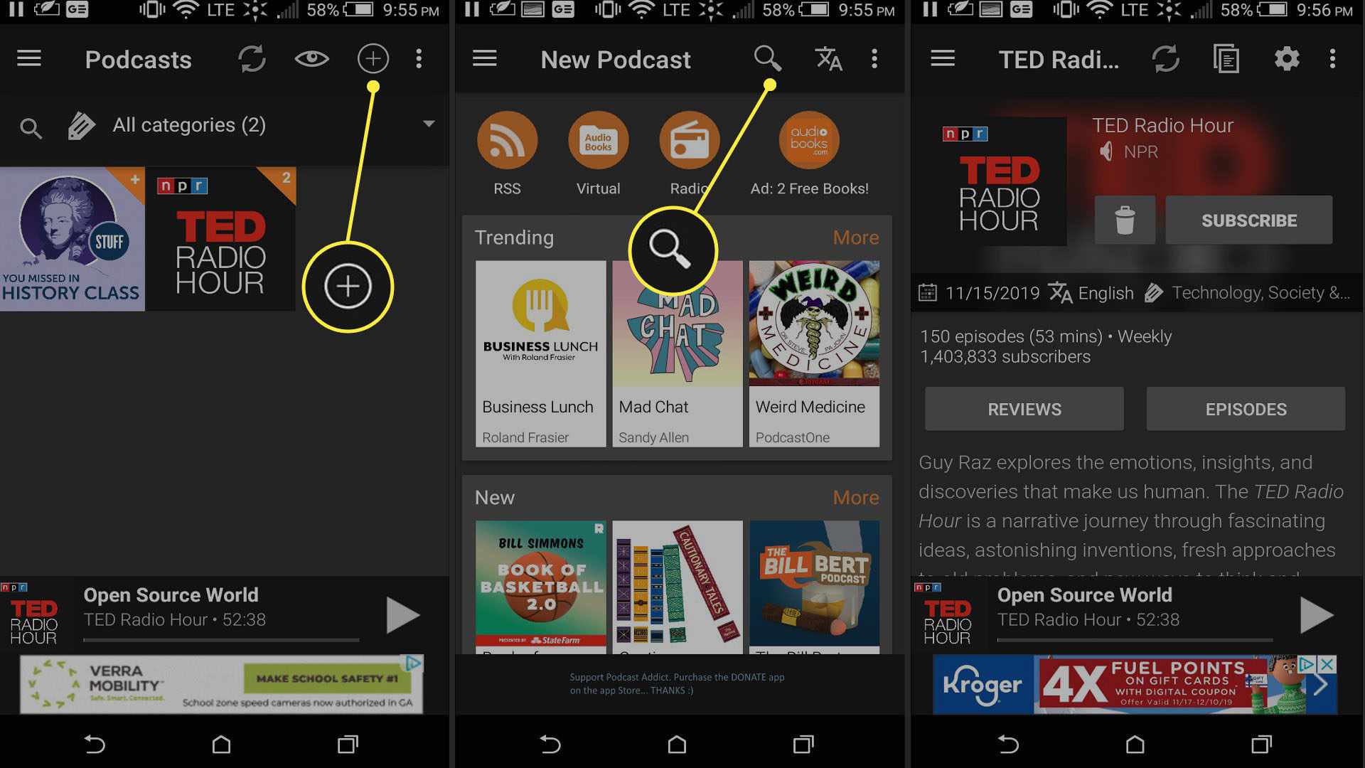 Podcast Addict-app voor Android.