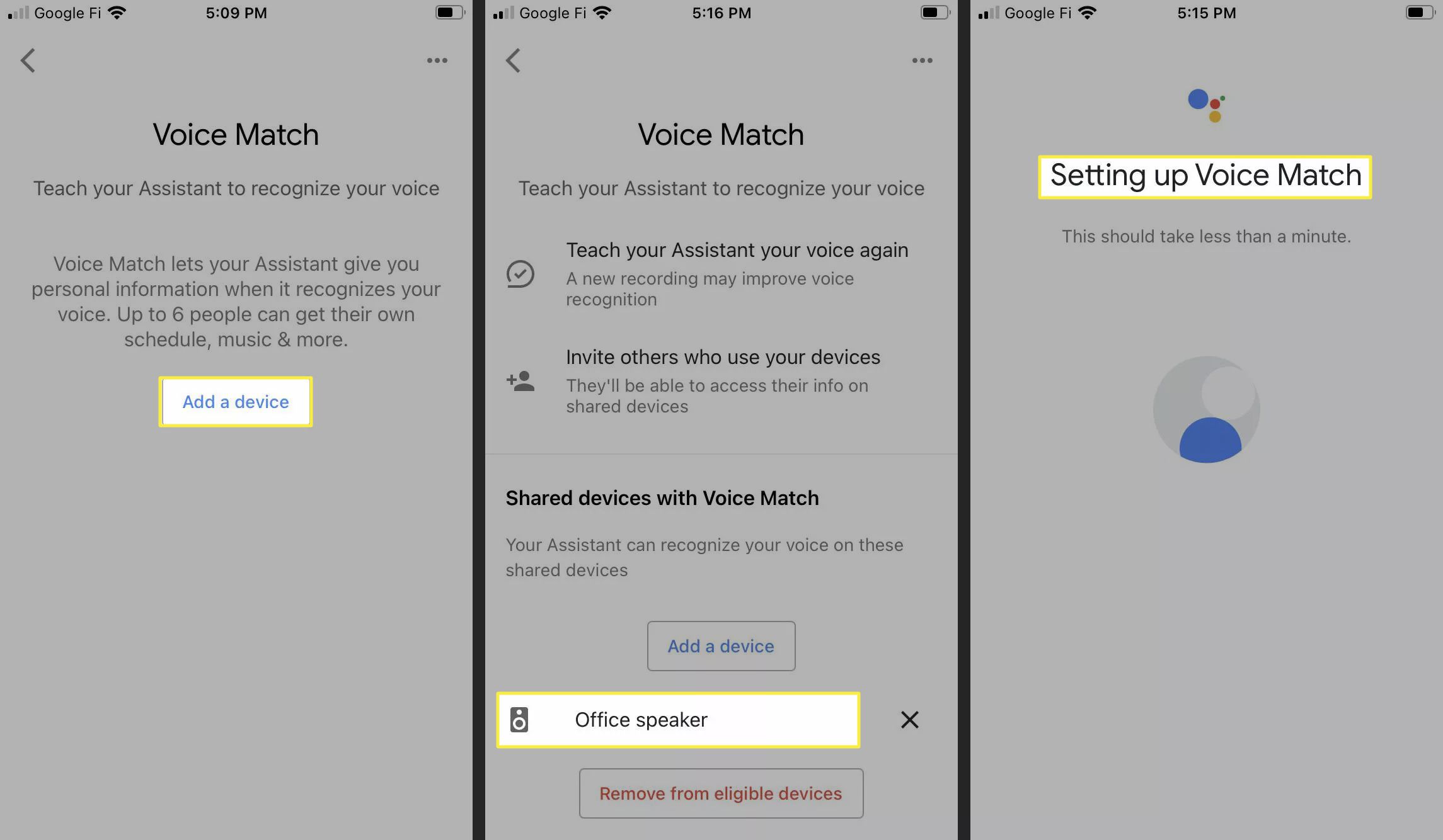 Voice Match instellen in de Google Home-app op de iPhone.