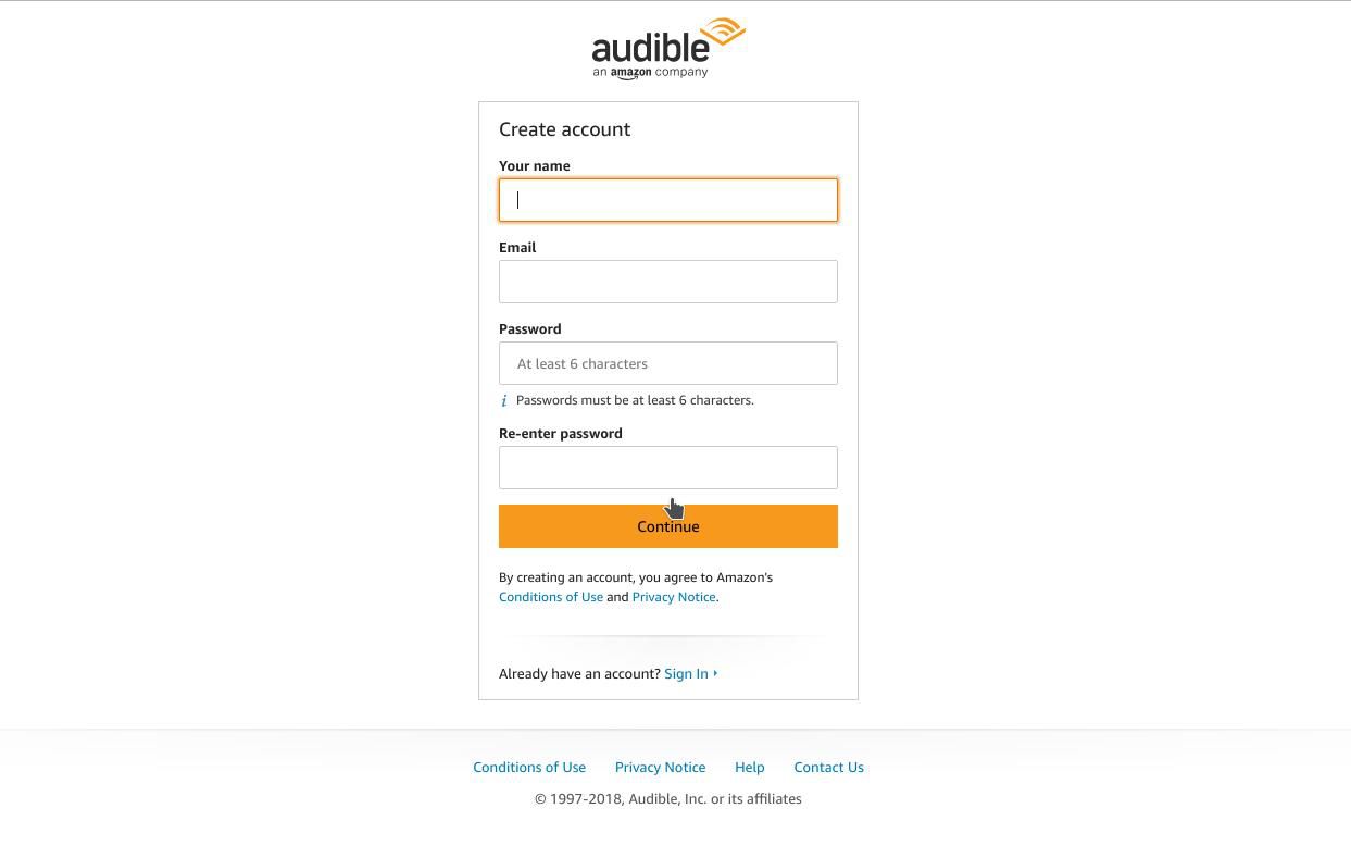 Aanmelden voor Amazon vereist alleen een naam, gebruikersnaam en wachtwoord.