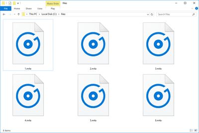Screenshot van verschillende M4A-bestanden in Windows 10