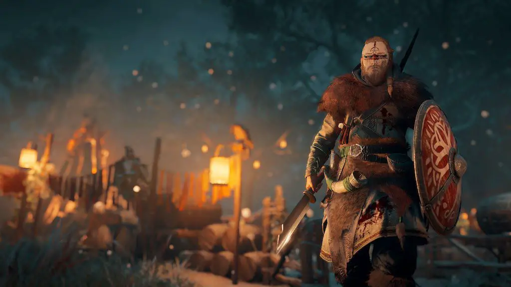 Assassin's Creed: Valhalla screenshot met personage op de voorgrond