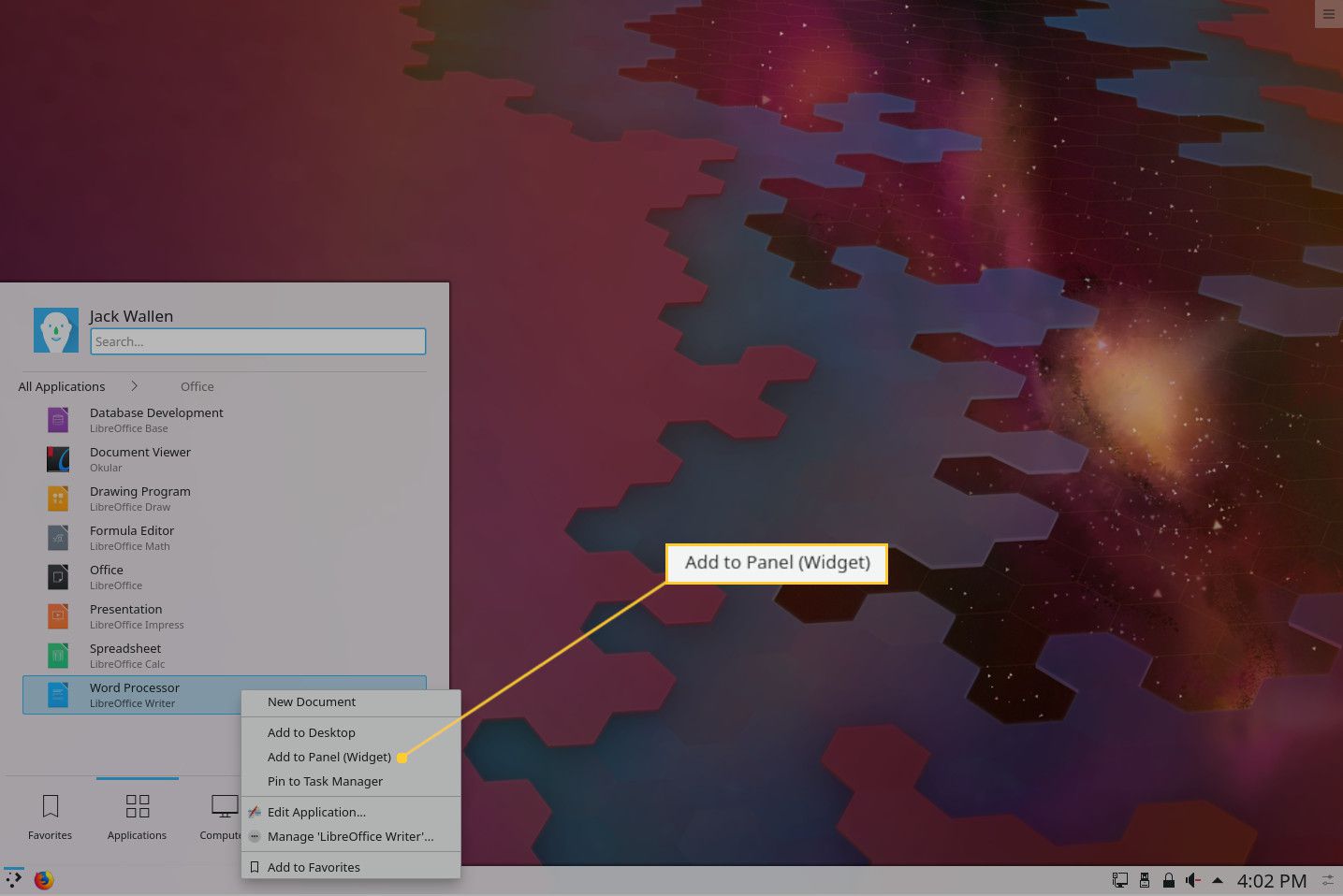 App-opstartprogramma op het KDE-paneel