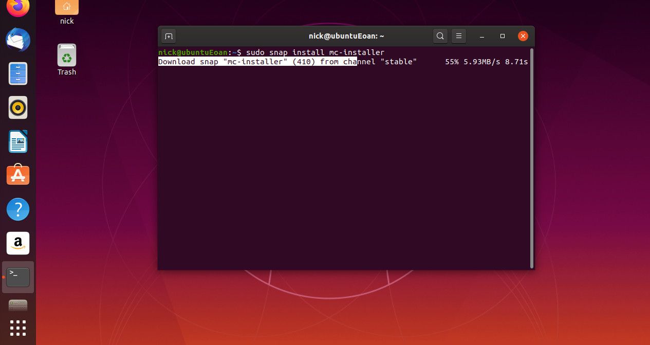 Ubuntu installeer snap mc-installer