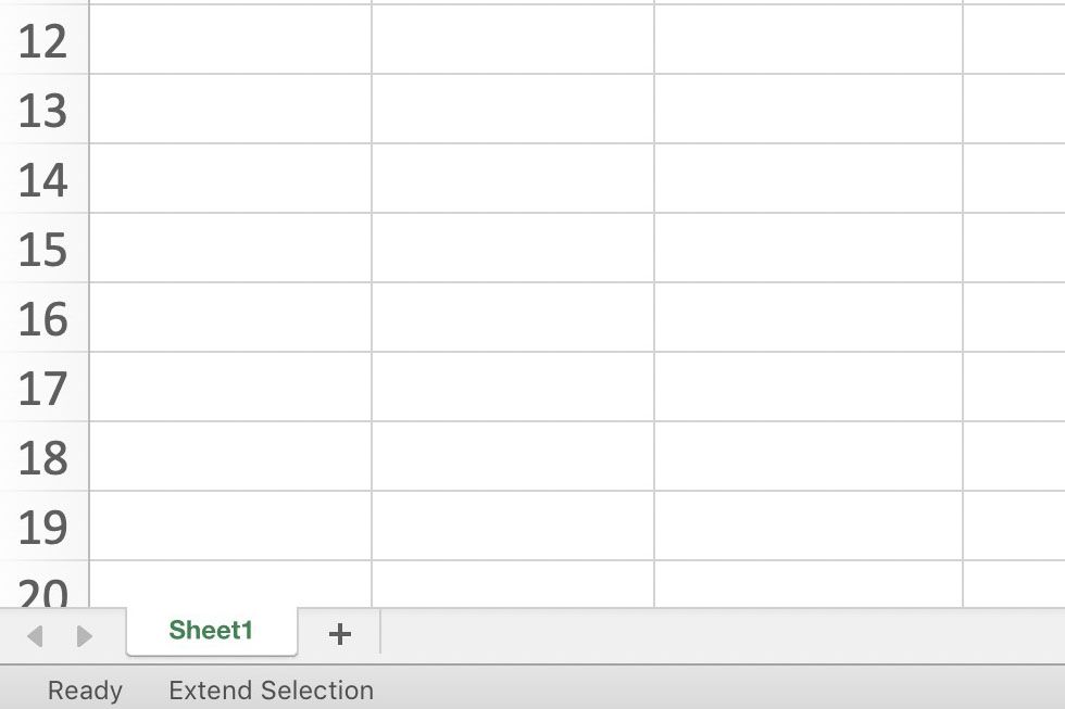 Schermafbeelding van Excel met de status Selectie uitbreiden