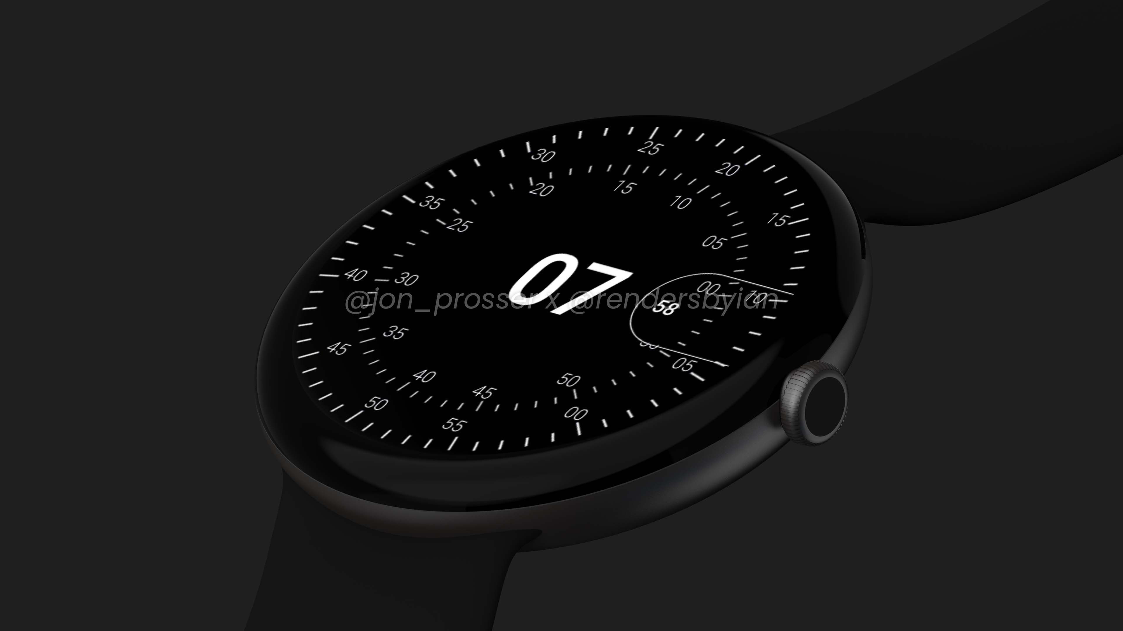 Google Pixel Watch-weergave in zwart