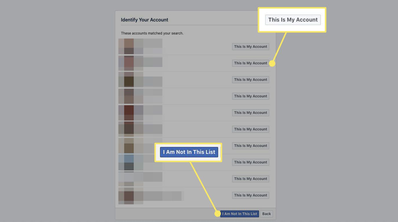 De pagina "Identificeer uw account" op Facebook