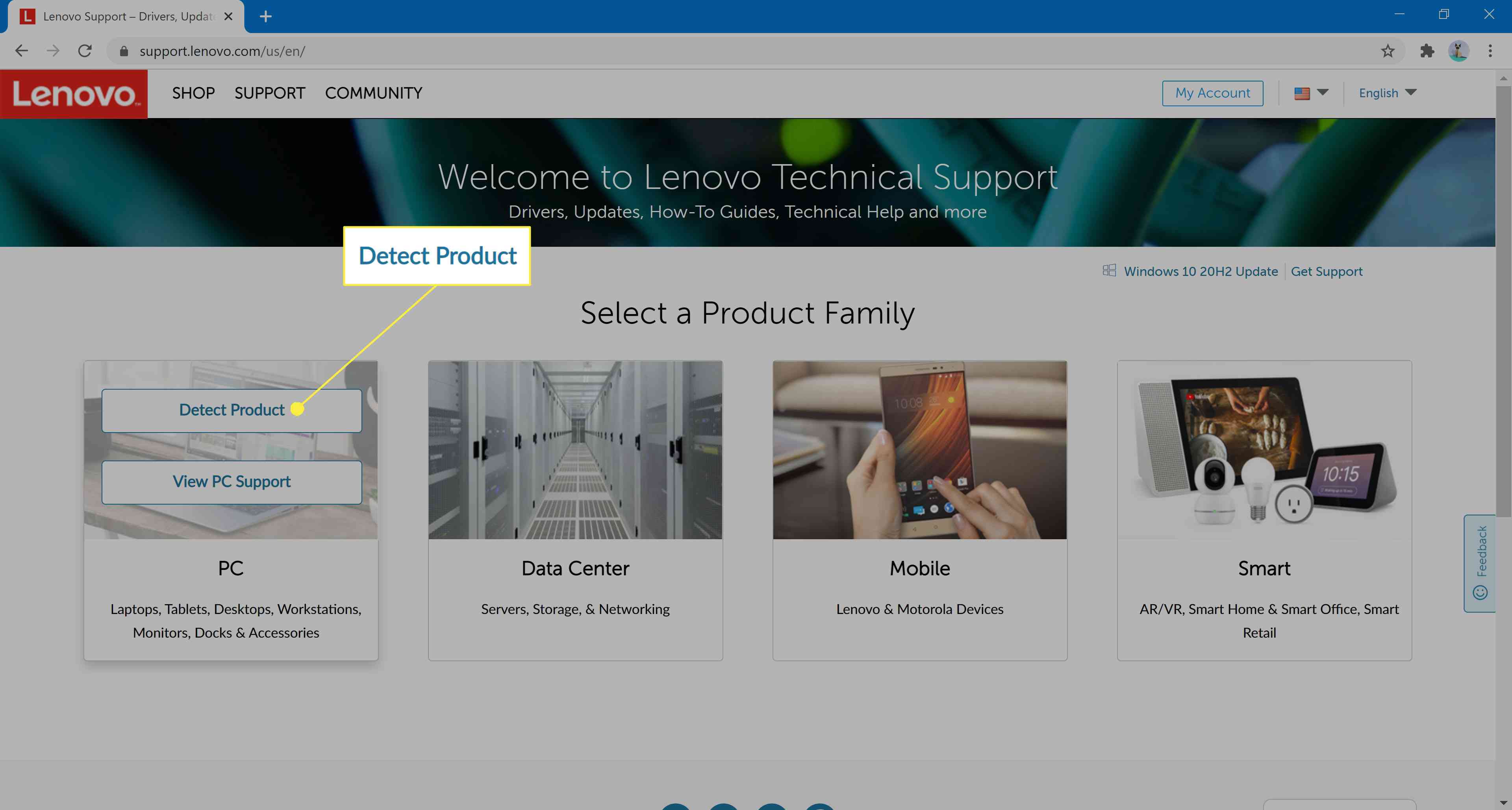 Lenovo-stuurprogramma's website.