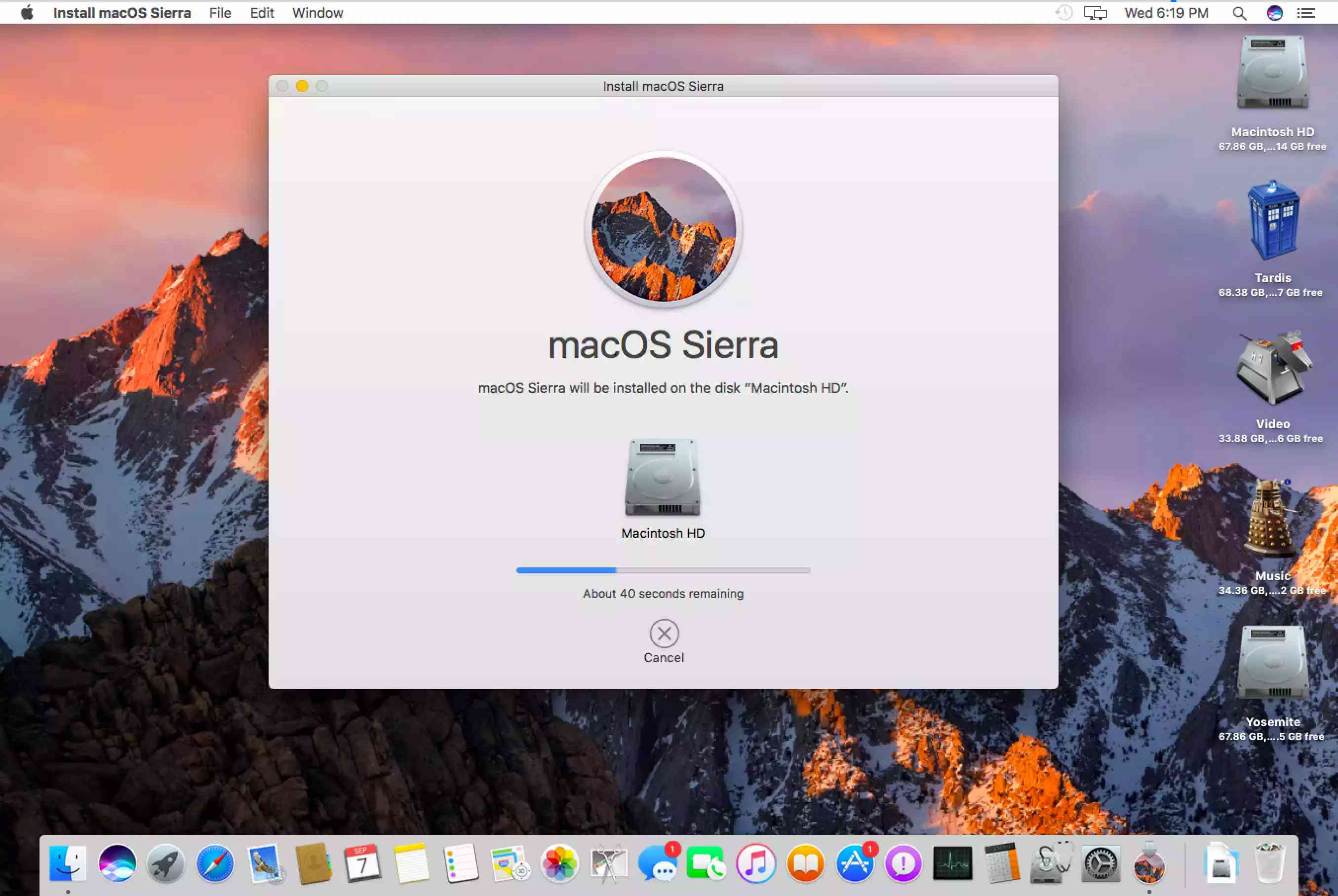 macOS Sierra installatiescherm