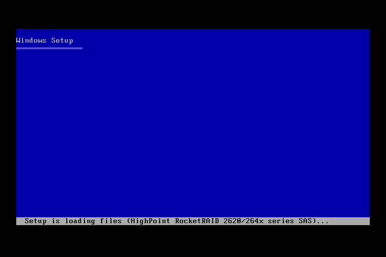 Schermafbeelding van het laadscherm van Windows XP Setup