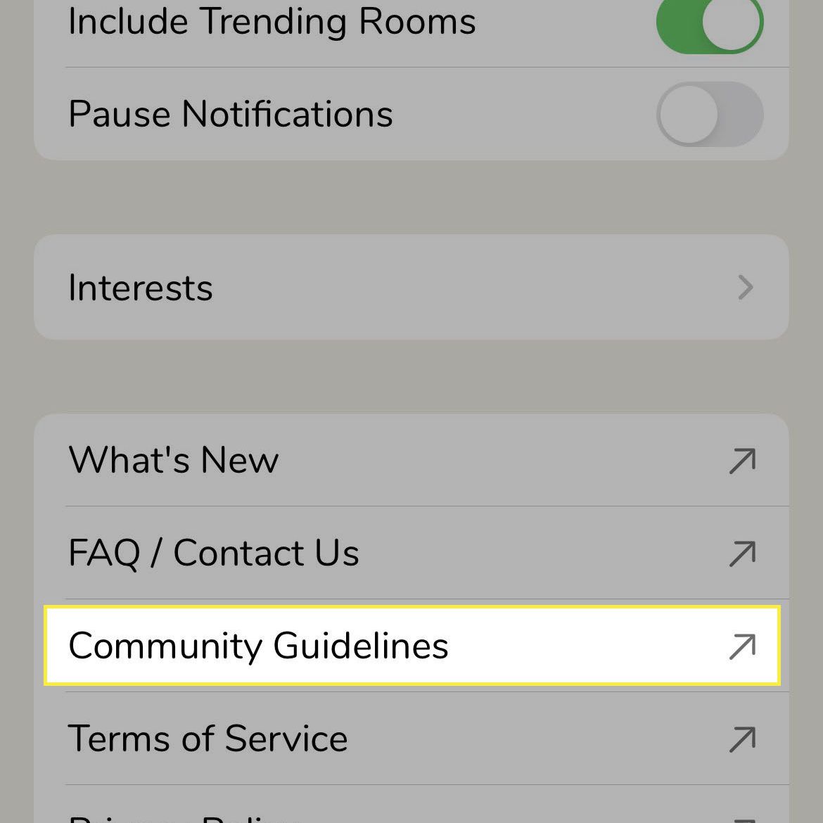 Communityrichtlijnen in de Clubhouse-app.