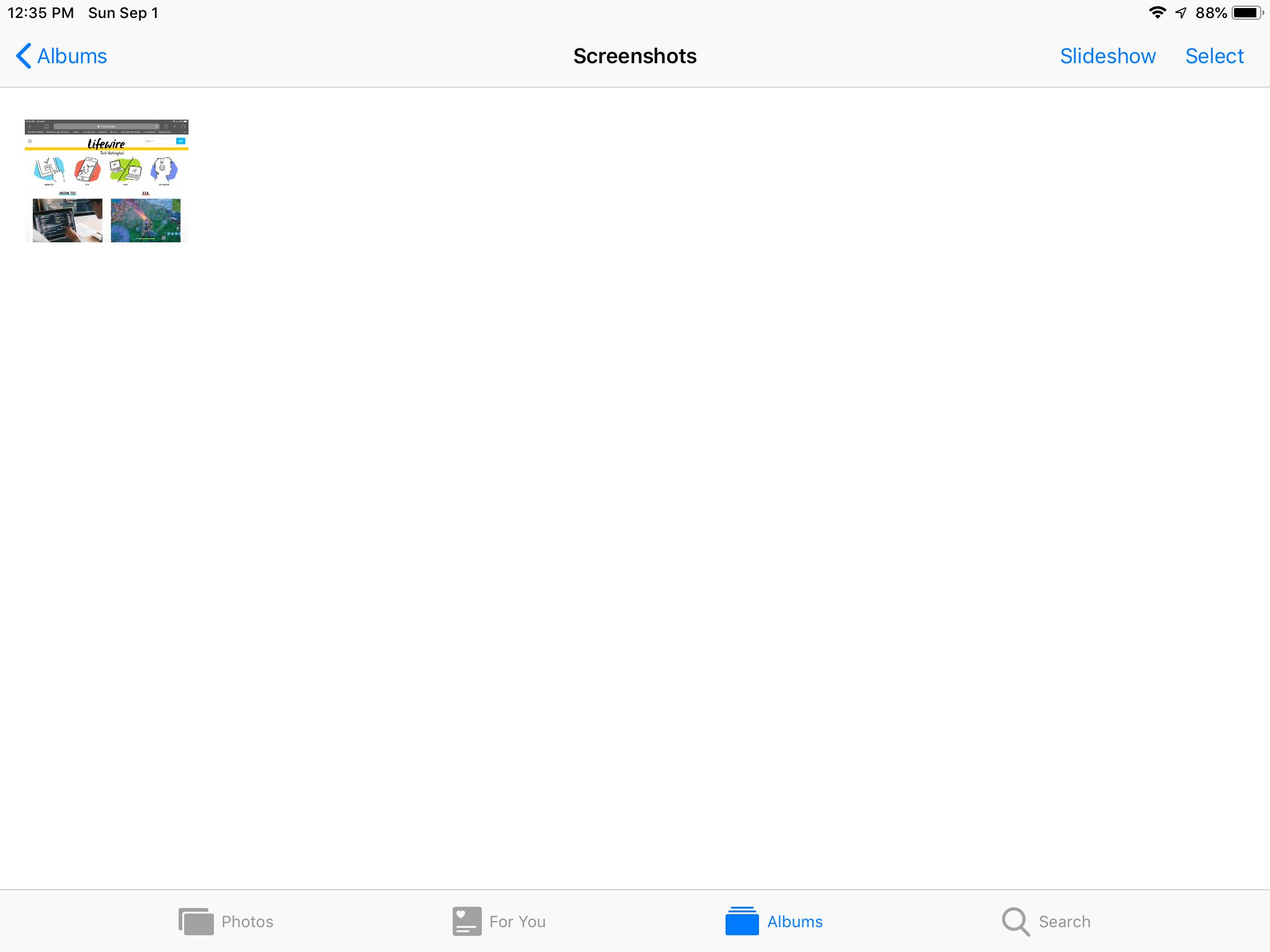 Het album Screenshots in de iPad Foto's-app