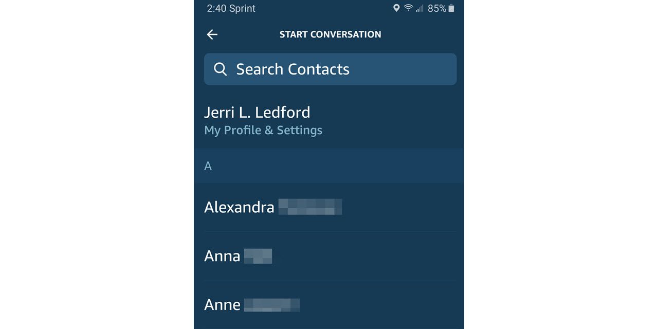 Alexa-app-contacten.