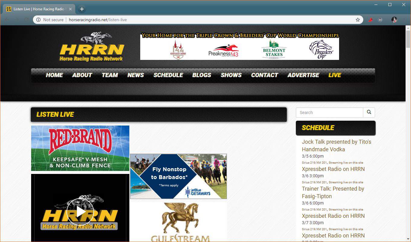 Een screenshot van de HRRN Luister Live-pagina.
