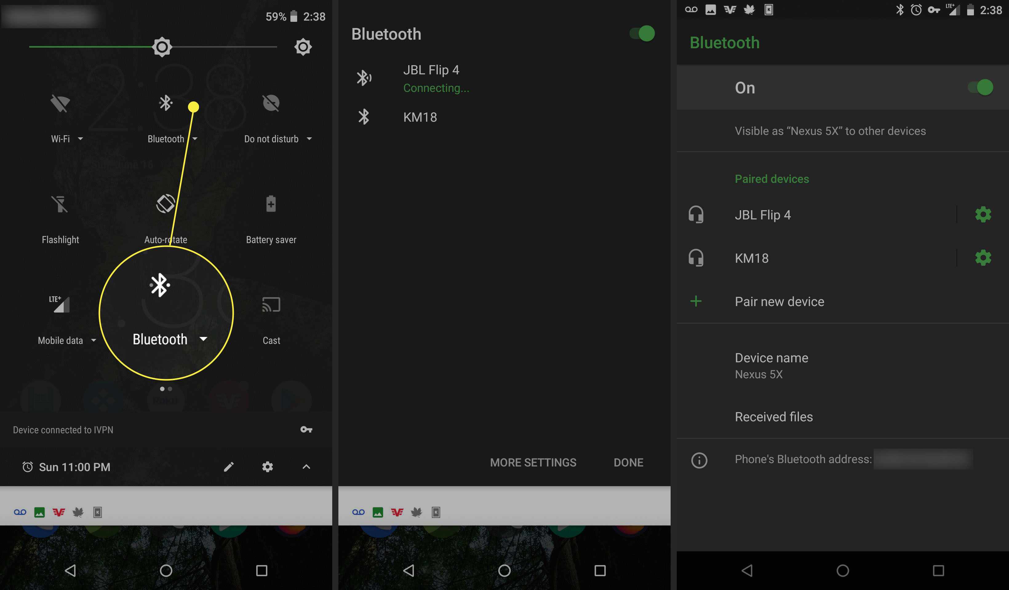 Android snelle instellingen Bluetooth