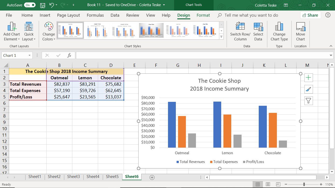 Een screenshot met de ontwerp- en opmaaktools in Excel