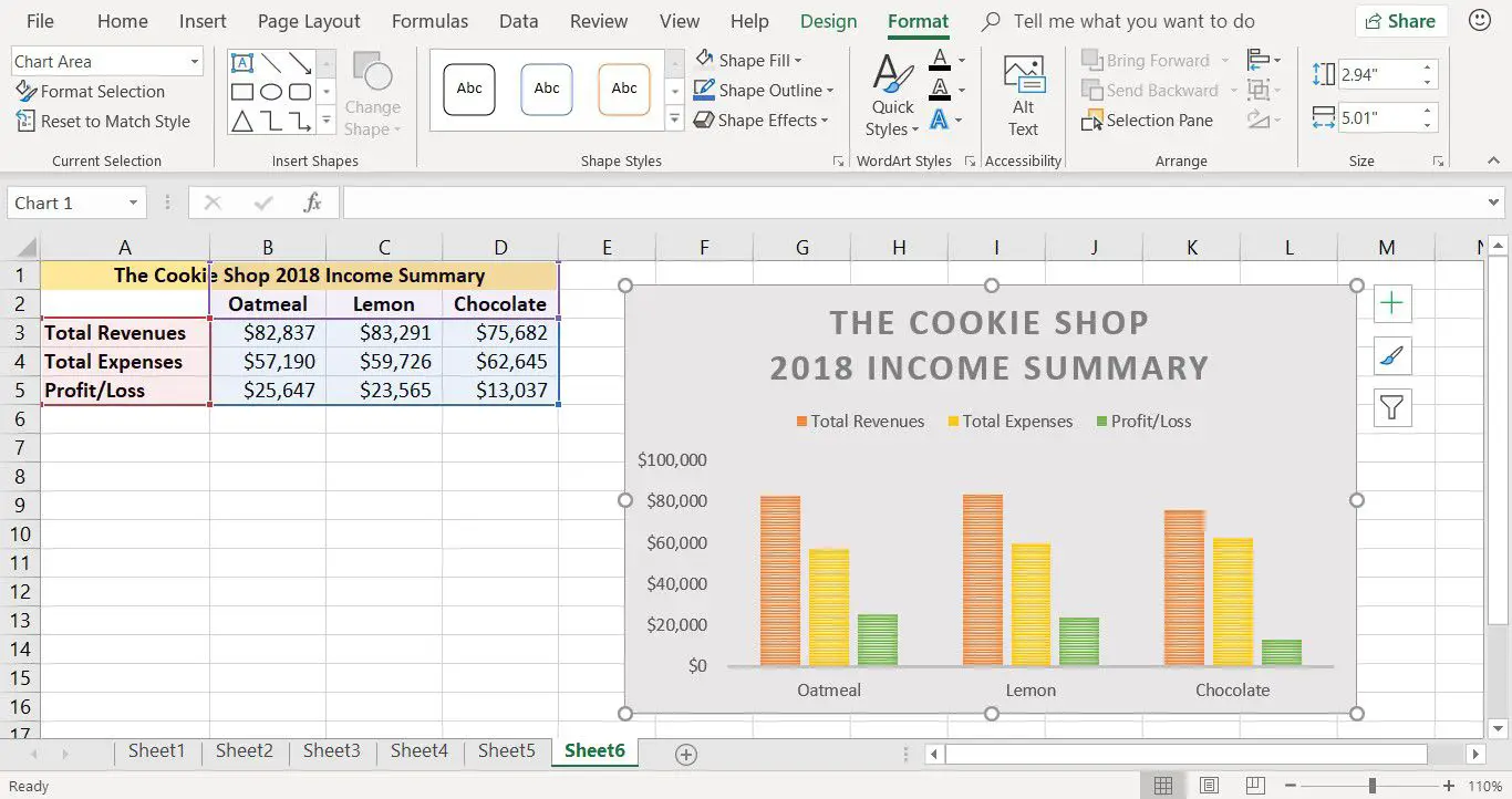 Een schermafbeelding die laat zien hoe u de achtergrondkleur van een kolomdiagram in Excel kunt wijzigen