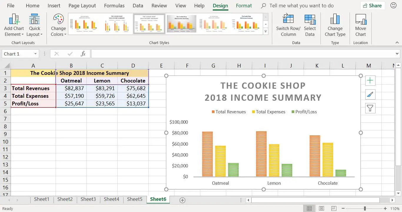 Een schermafbeelding die laat zien hoe u de kleuren van de balken in een kolomdiagram in Excel kunt wijzigen
