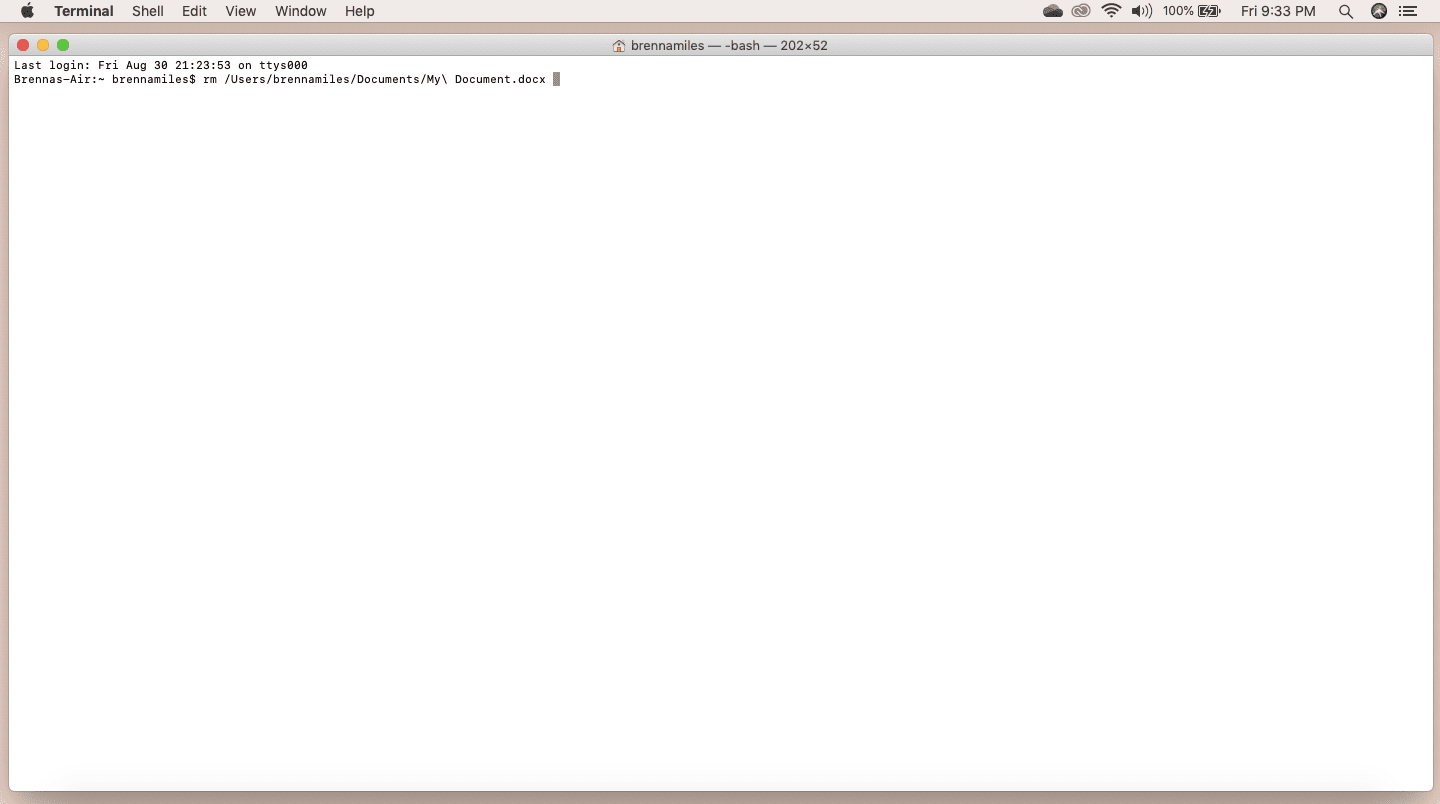 Een bestand verwijderen met Terminal op Mac