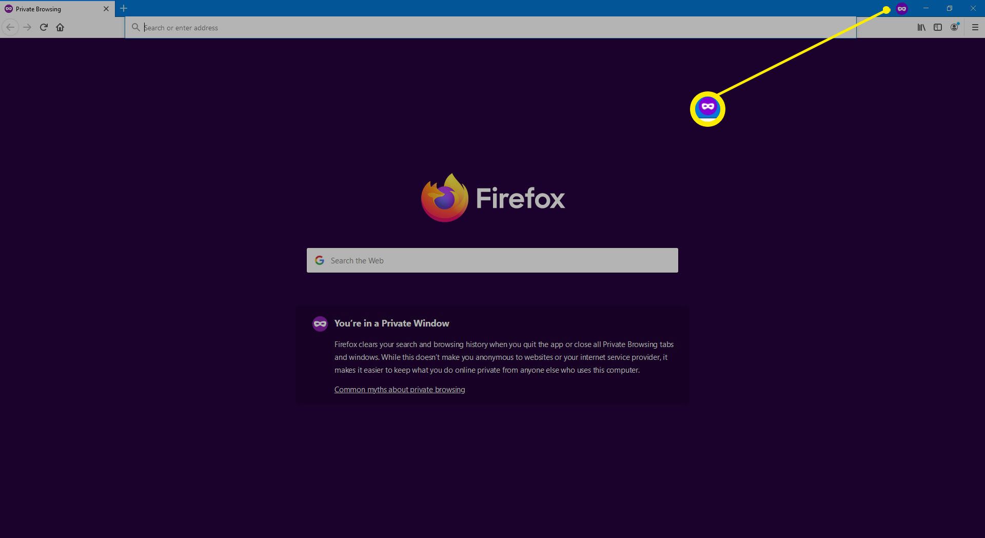 Een privé-browservenster in Firefox.