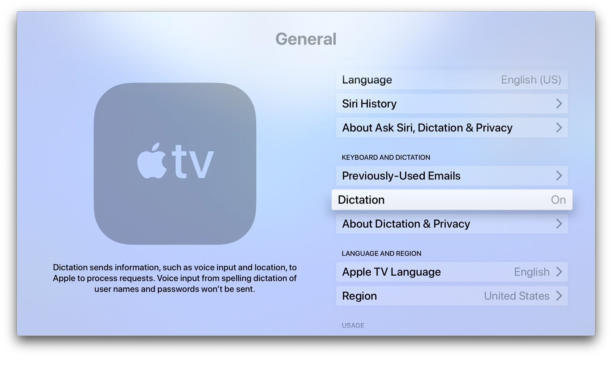 Algemene instellingen op Apple TV