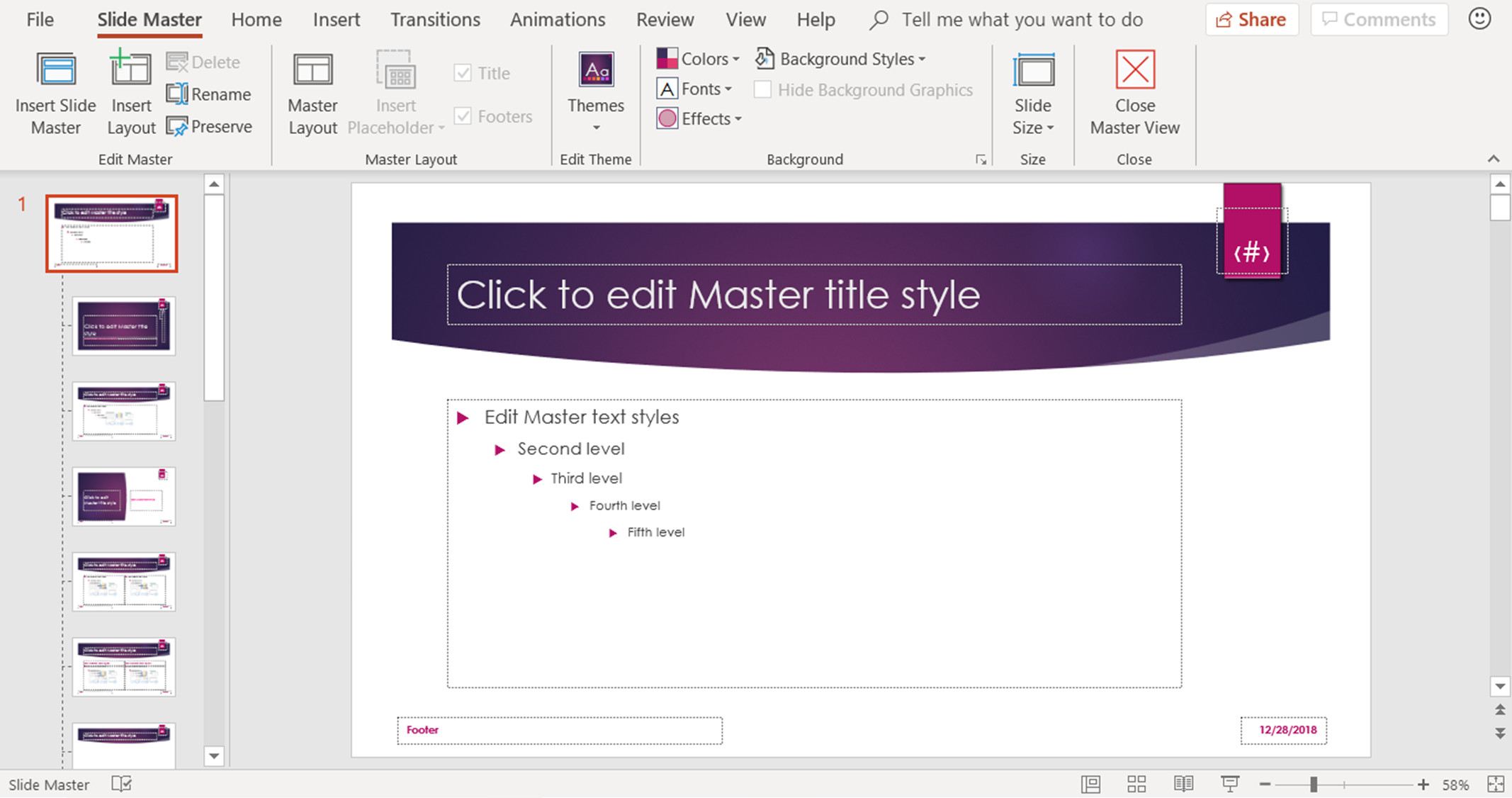 Een screenshot die laat zien hoe de Slide Master-weergave in PowerPoint wordt gesloten