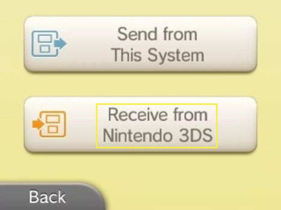 Tik op Ontvangen van Nintendo 3DS.