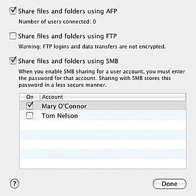 Bestandsdeling met OS X 10.5 - Mac-bestanden delen met Windows XP