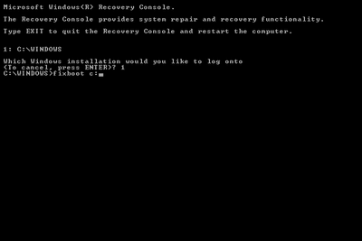fixboot-opdracht in Windows Herstelconsole