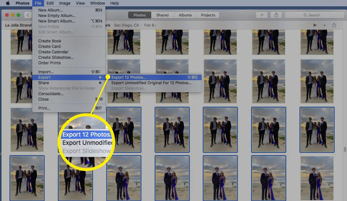 Screenshot van het exporteren van afbeeldingen naar de nieuwe Foto's-bibliotheek