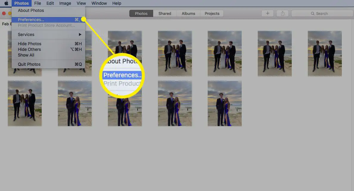 Screenshot van het exporteren van afbeeldingen naar de nieuwe Foto's-bibliotheek