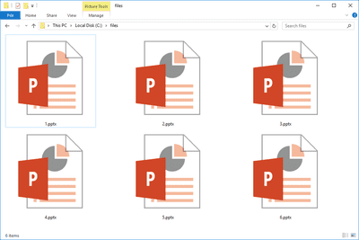 Screenshot van verschillende PPTX-bestanden in Windows 10