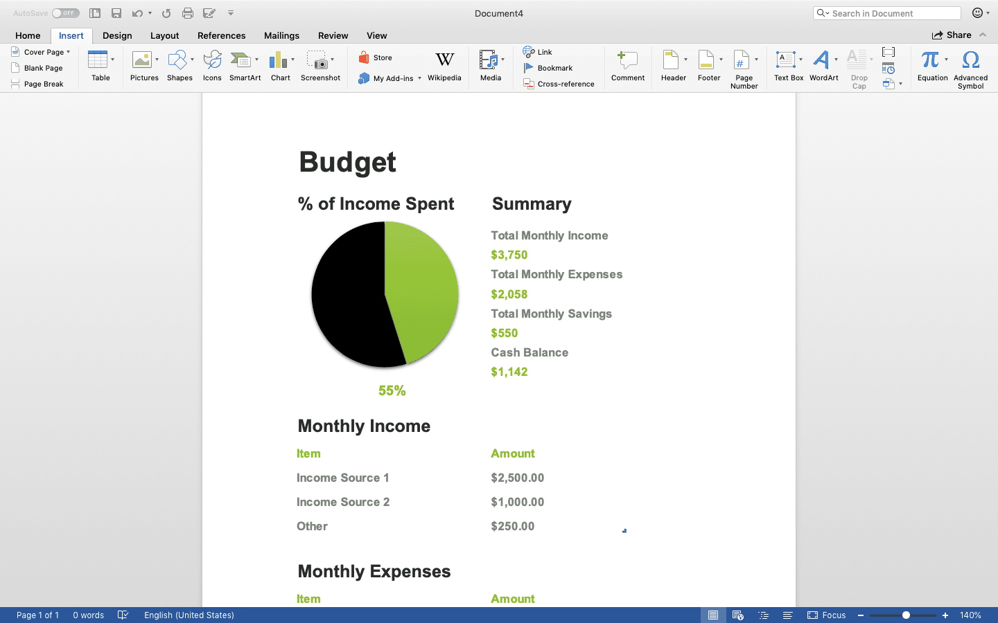 Excel-spreadsheet geconverteerd naar Word