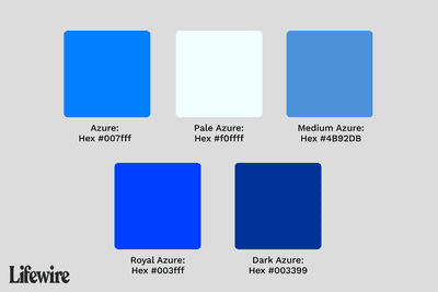 Illustratie van verschillende azuurblauwe kleurstalen