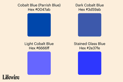 Kobaltblauwe kleurstalen met Hex #s