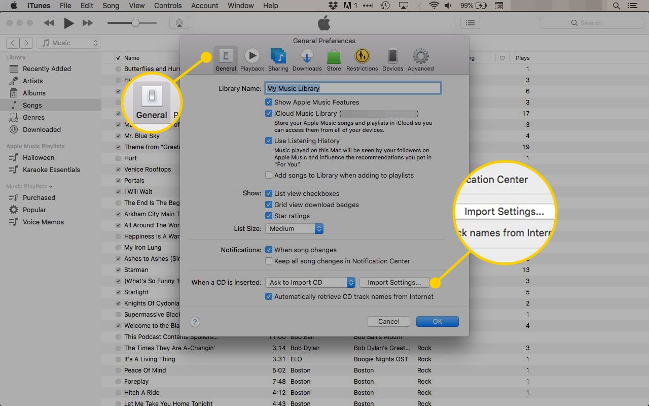 Instellingen importeren in iTunes op een Mac