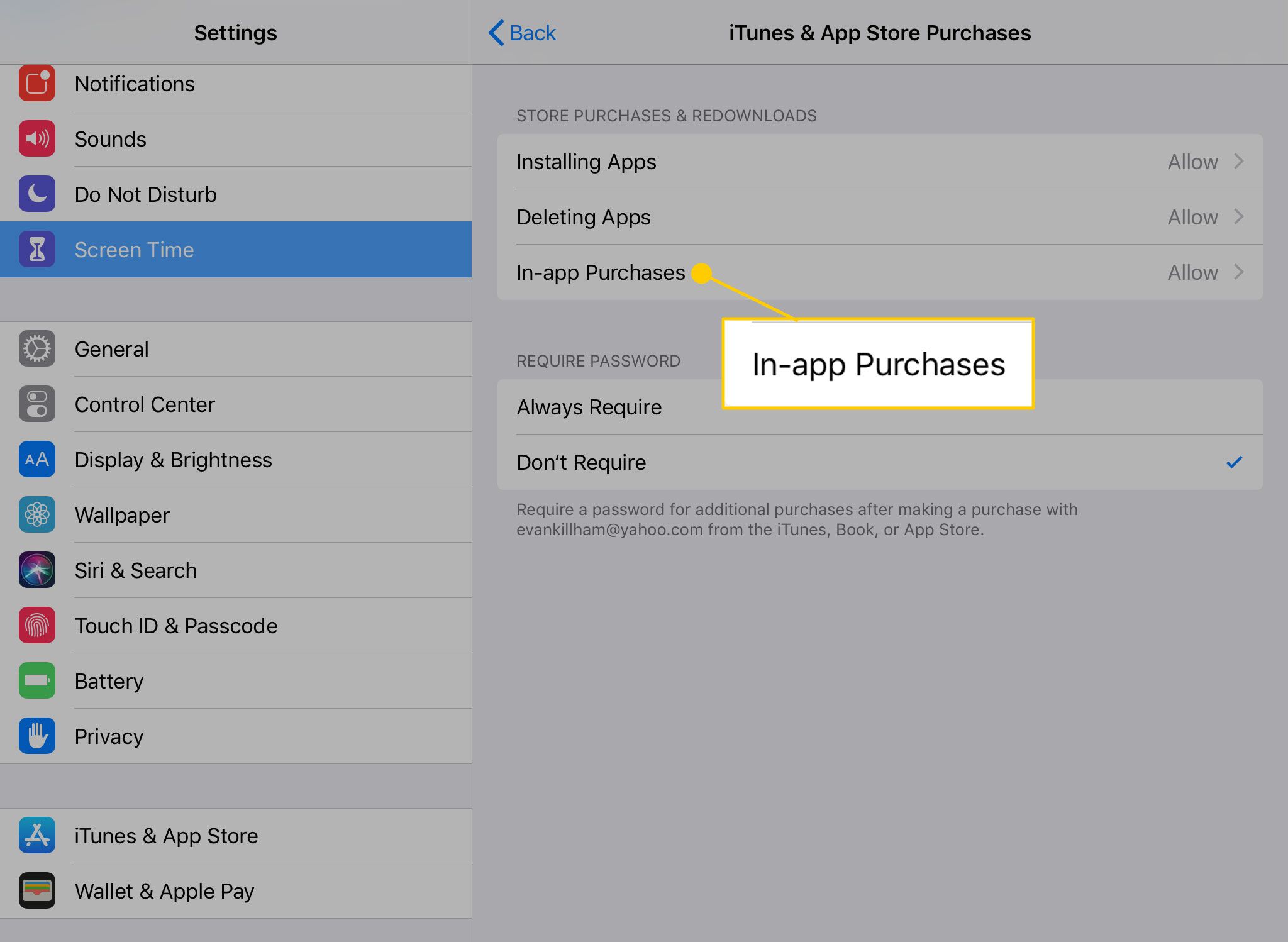In-app aankopen instelling op iPad