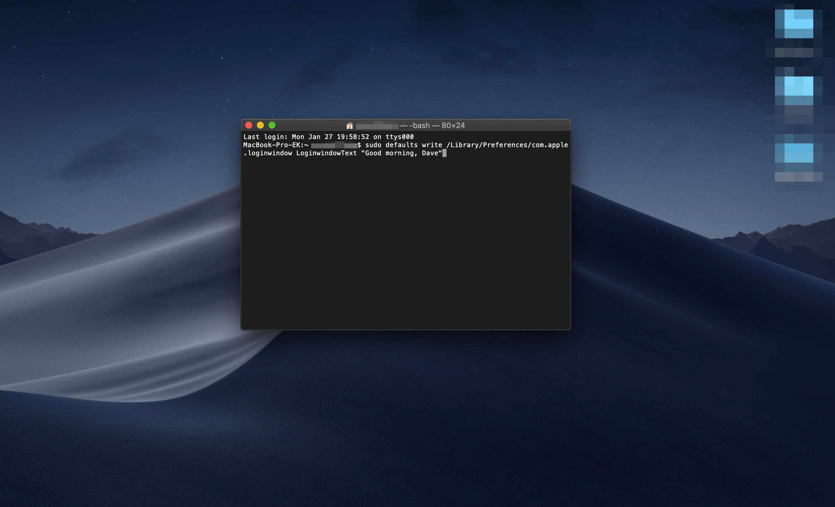 Het inlogbericht wijzigen in Terminal op een Mac