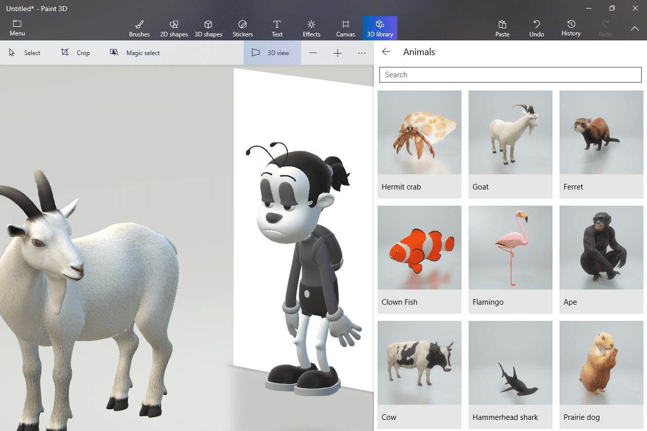 Verf 3D-bibliotheek met dieren