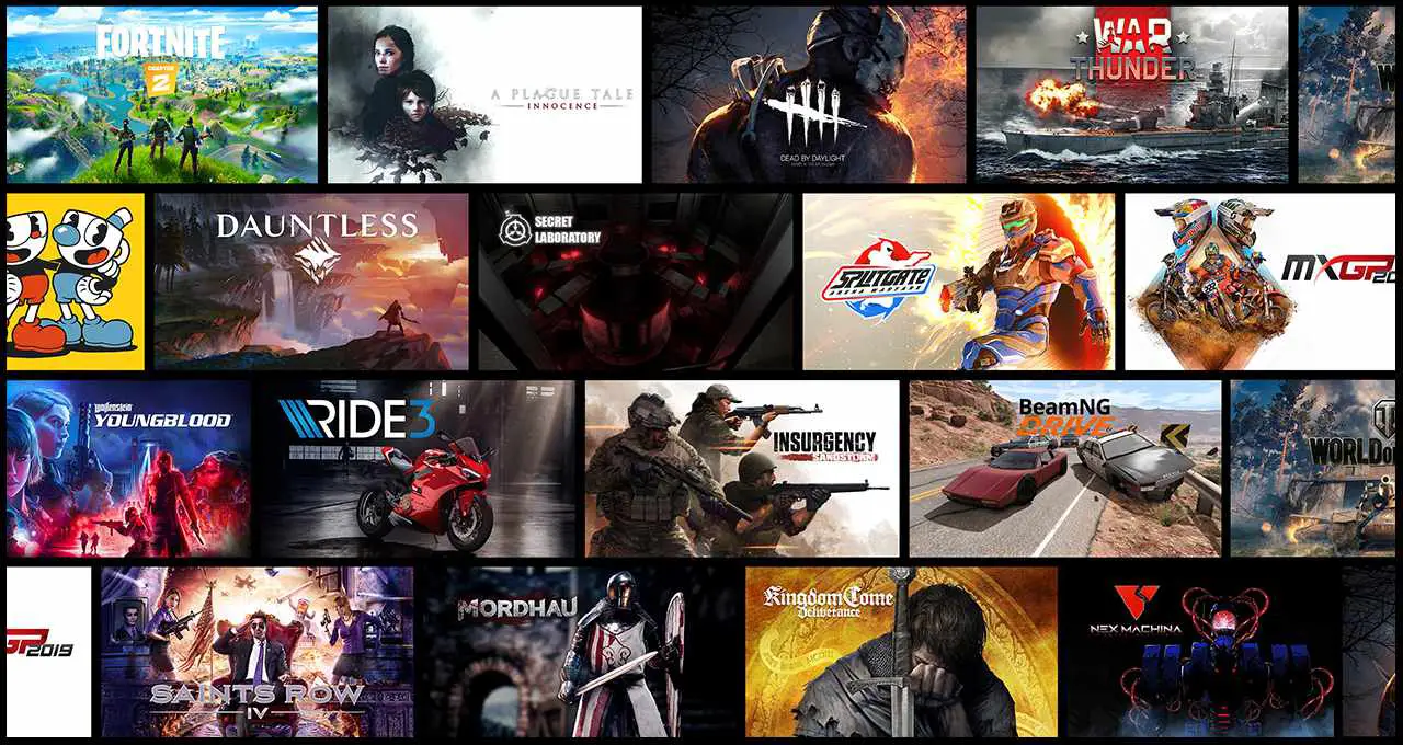 Nvidia GeForce Now-advertentie met veel games vermeld