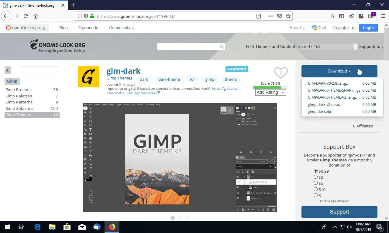 GIMP-thema-downloadpagina