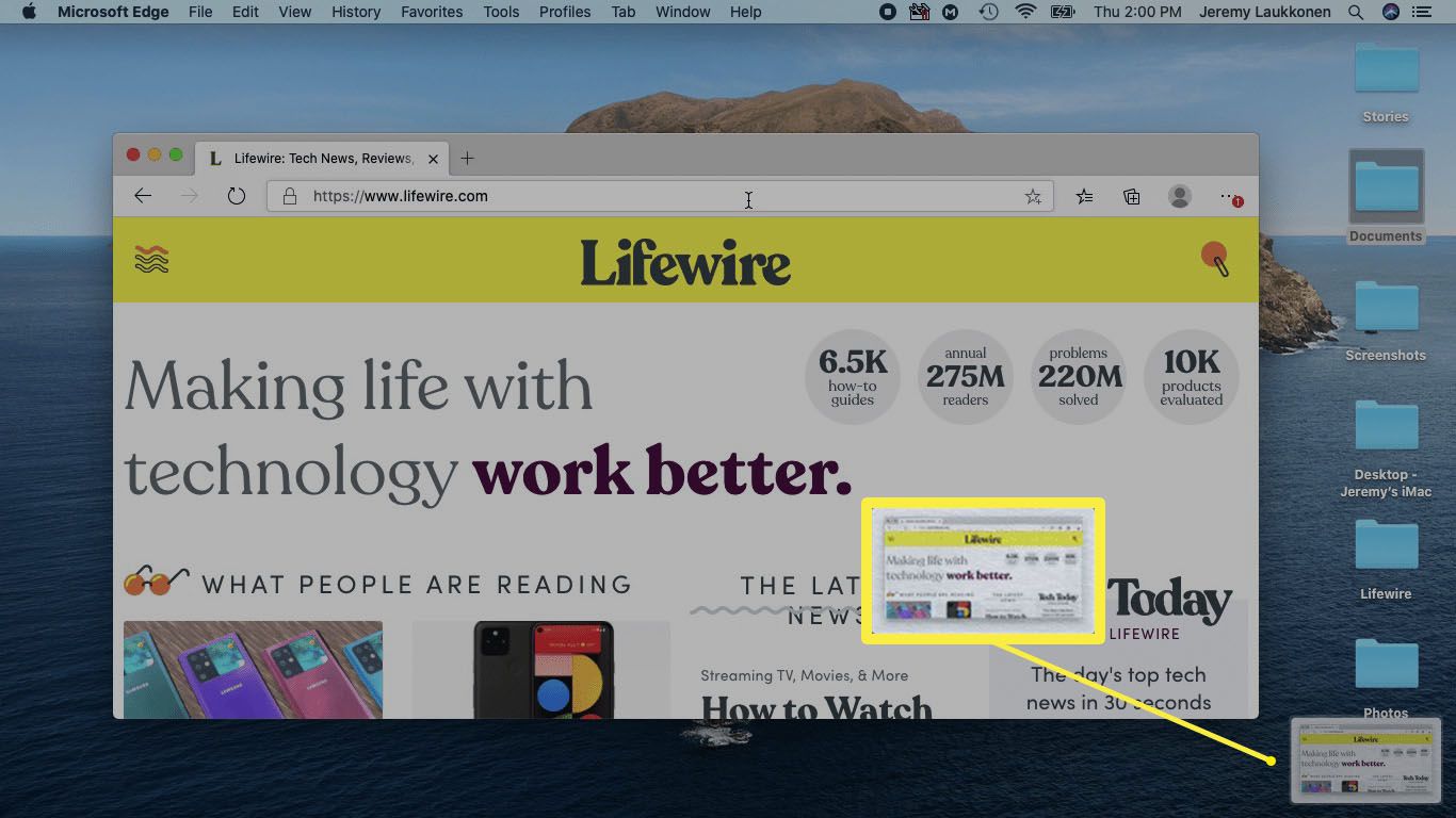 Hoe weet u of u met succes een schermafbeelding van een volledig venster op een Mac hebt gemaakt.
