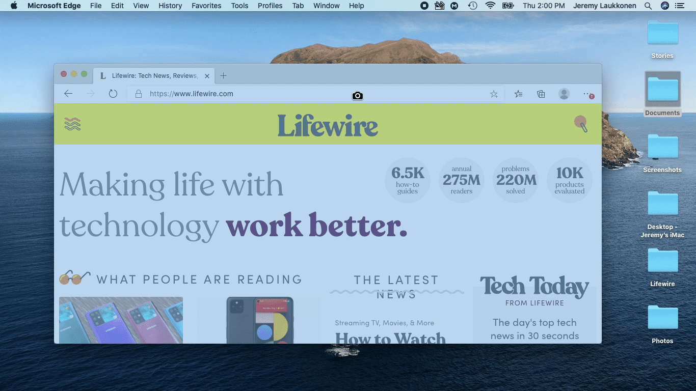Een screenshot van het screenshot van een venster op Mac.