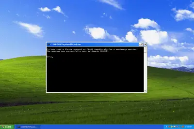 Schermafbeelding van de opdracht net send in een Windows XP-opdrachtprompt
